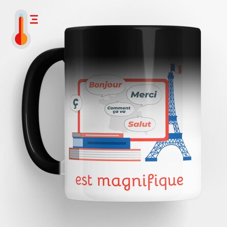 Cană termosensibilă personalizată cu mesaj - Profesoară de Franceză