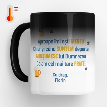 Cană termosensibilă personalizată cu mesaj și poză pentru frate x Flick