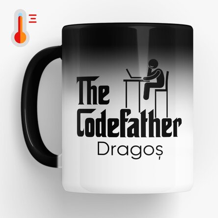 Cană termosensibilă personalizată cu nume - The codefather
