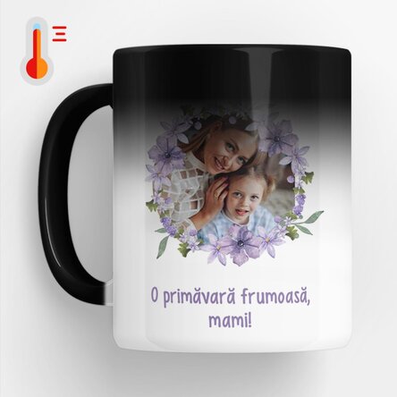 Cană termosensibilă personalizată cu o poză și text - O primăvară frumoasă!
