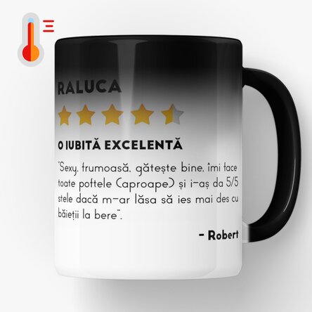 Cană termosensibilă personalizată cu o poză și text - Review