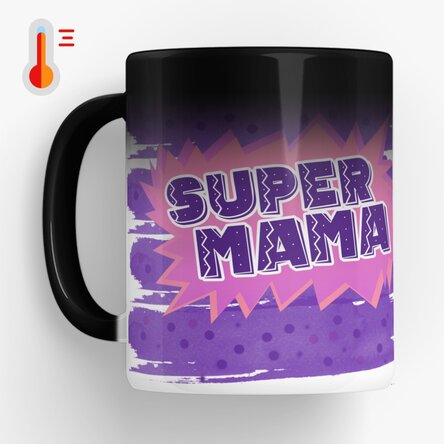 Cană termosensibilă personalizată cu poză pentru mama - Super Mama 