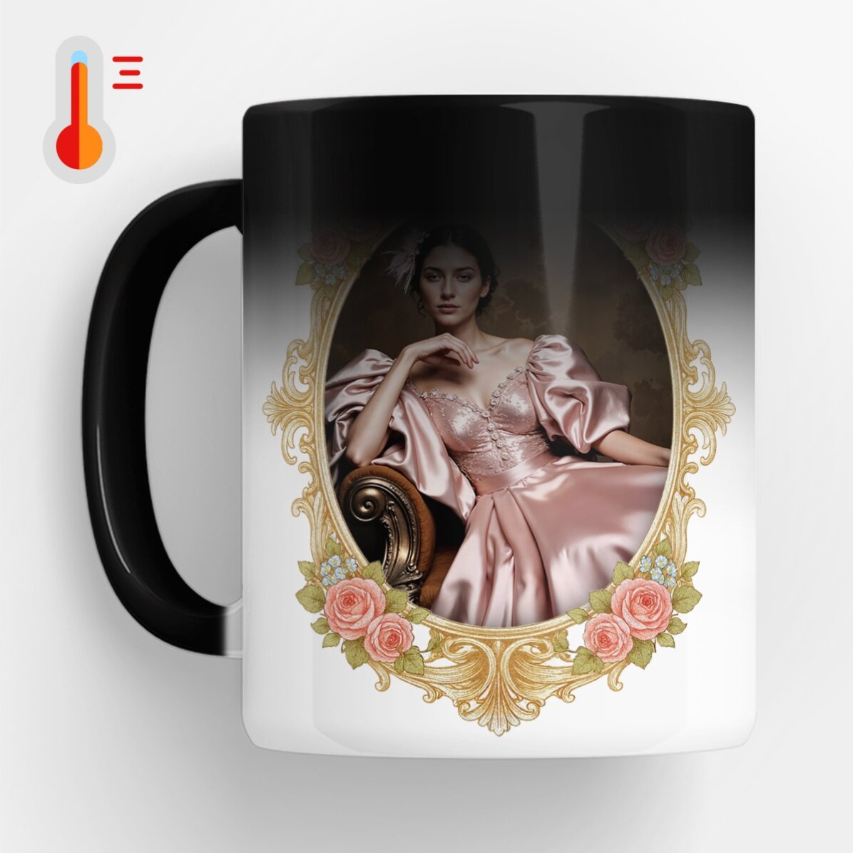 Personalised heat-sensitive mug with photo and text - Bridgerton Aesthetic