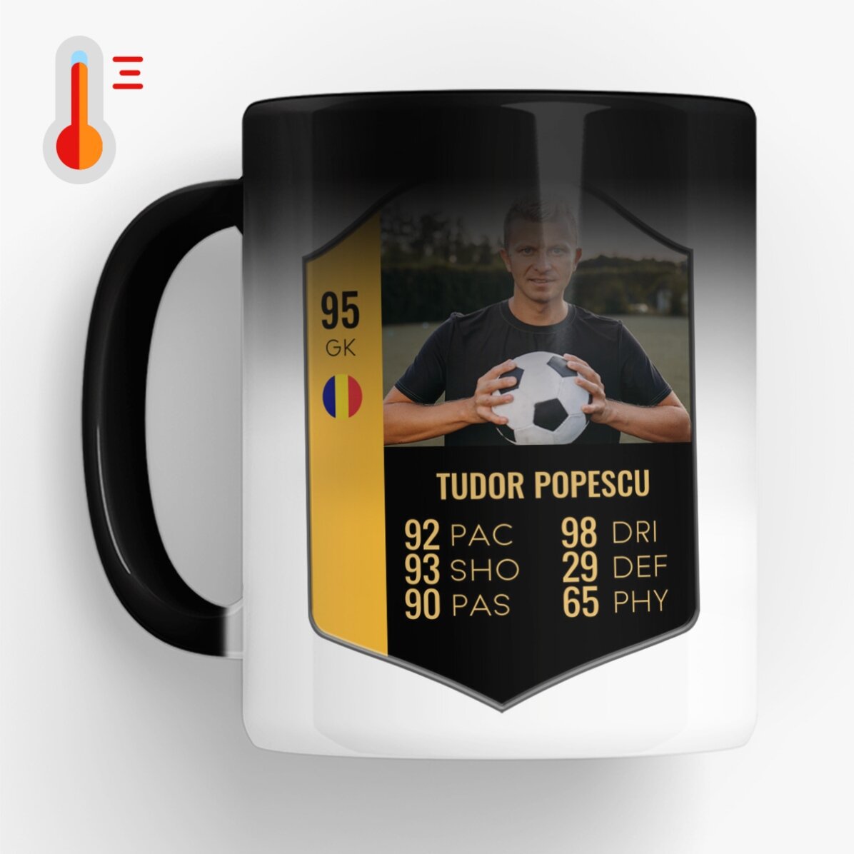 Cană termosensibilă personalizată cu poză și text - Card FIFA