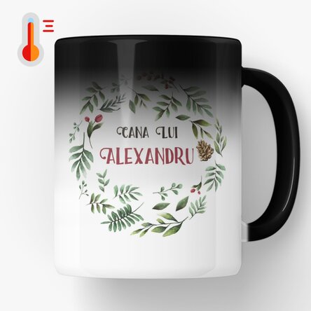 Cană termosensibilă personalizată cu ren pentru el - model de Crăciun 