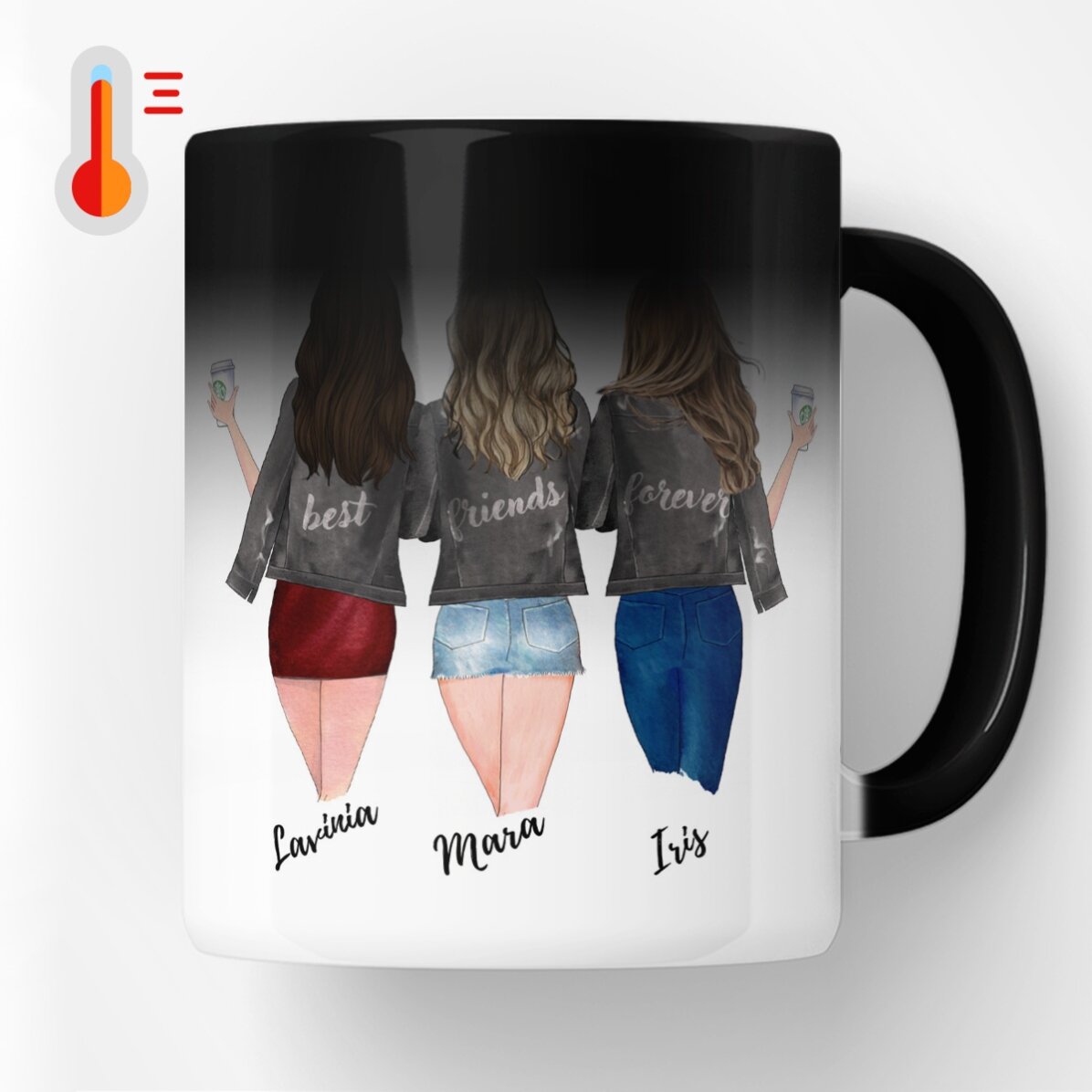 Cană termosensibilă personalizată cu text - 3 Best friends 