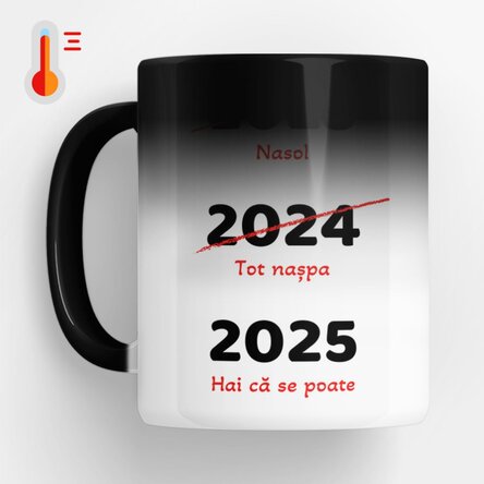 Cană termosensibilă personalizată cu text - An nou mai bun