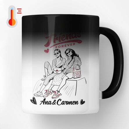 Cană termosensibilă personalizată cu text - Best friends 