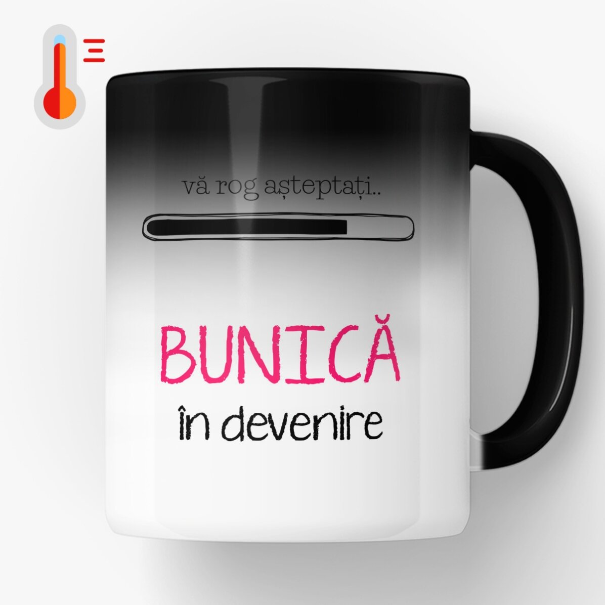 Cană termosensibilă personalizată cu text - Bunică în devenire