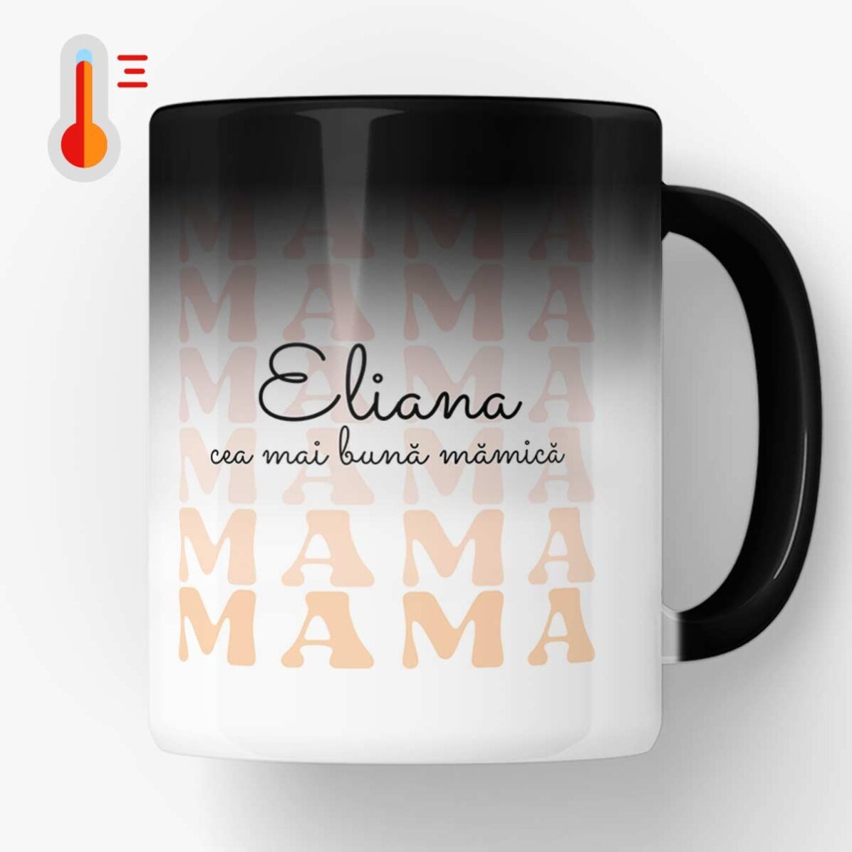 Cană termosensibilă personalizată cu text - Cea mai bună mămică