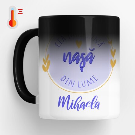 Personalised heat-sensitive mug with text – The best godmother