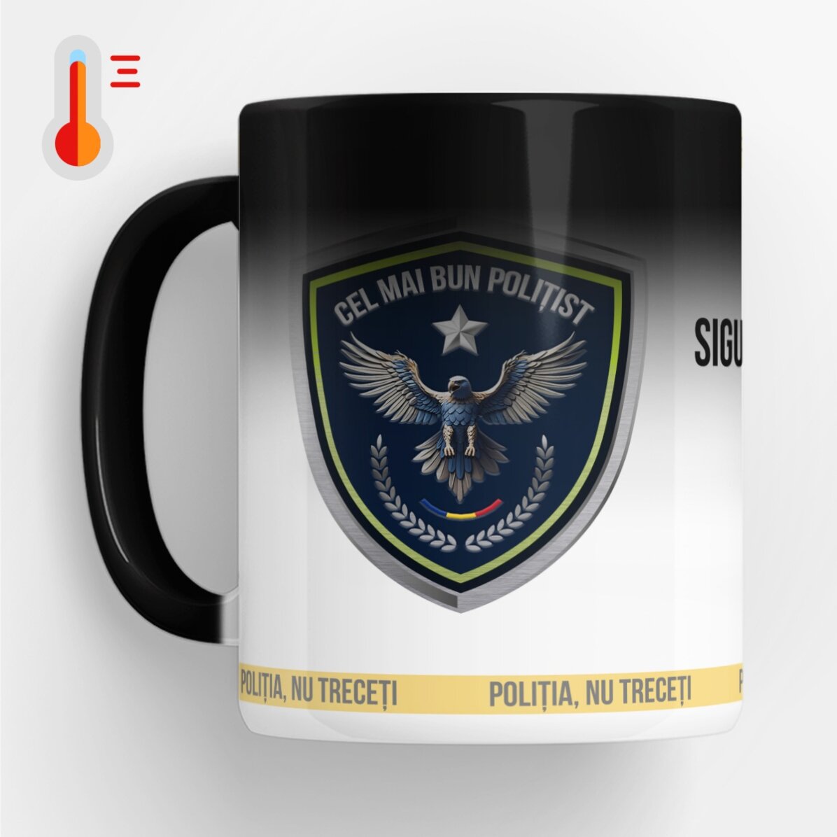 Personalised heat-sensitive mug with text – The Best Policeman