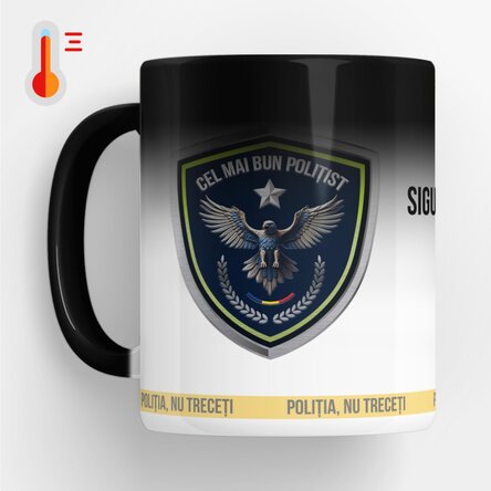 Personalised heat-sensitive mug with text – The Best Policeman