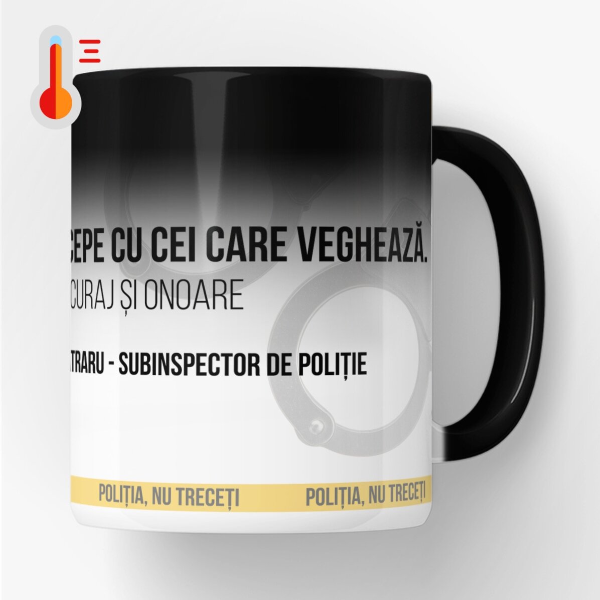 Personalised heat-sensitive mug with text – The Best Policeman