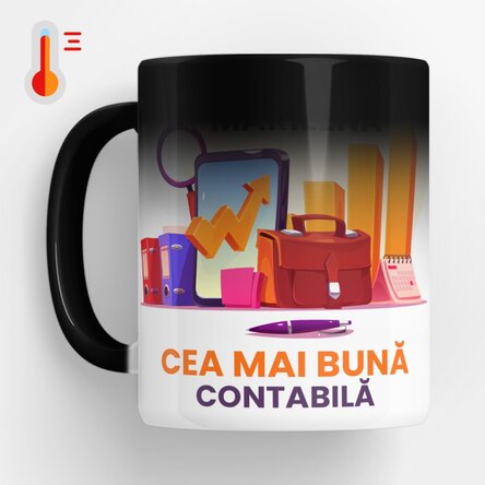 Cană termosensibilă personalizată cu text - Contabil