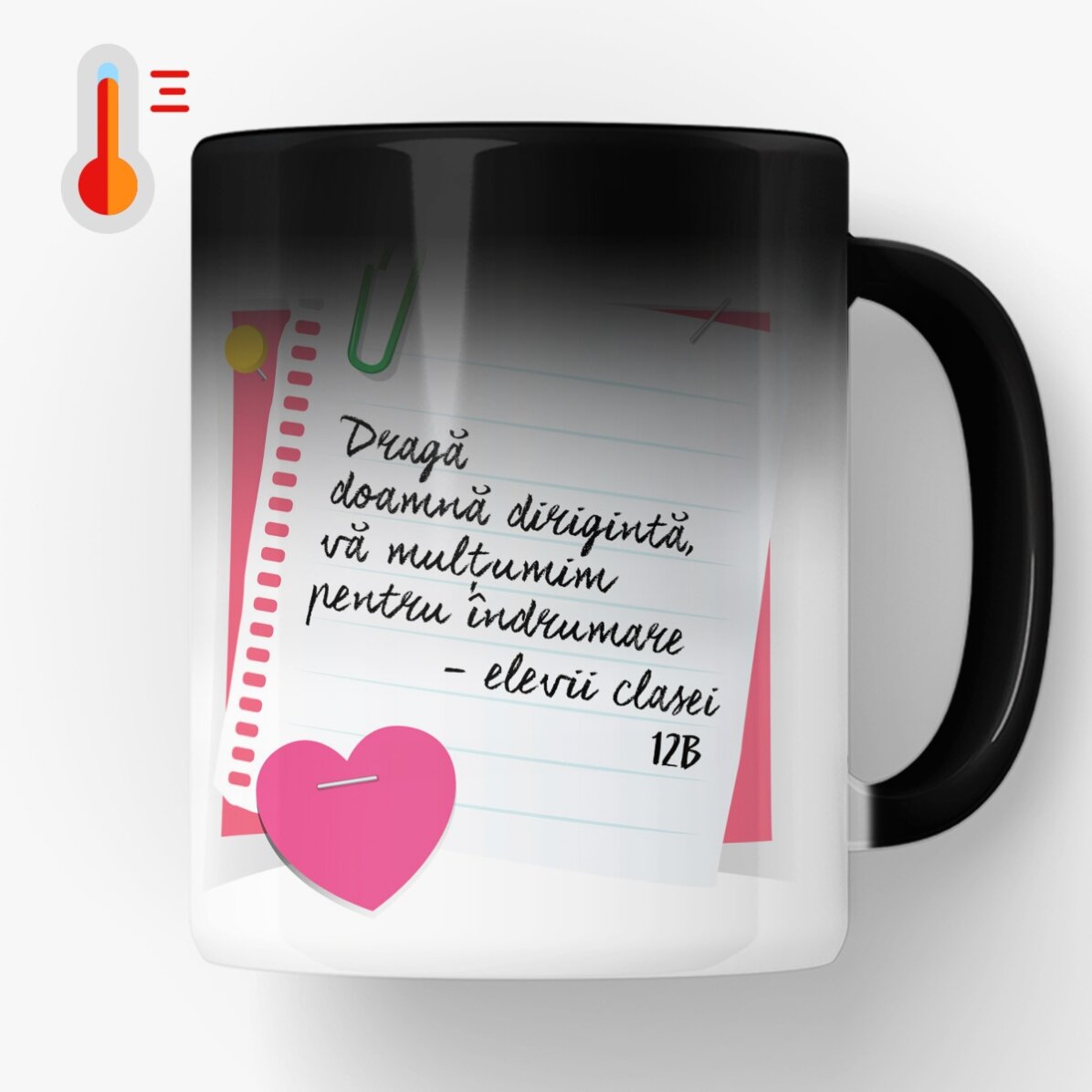 Cană termosensibilă personalizată cu text - Doamna Dirigintă