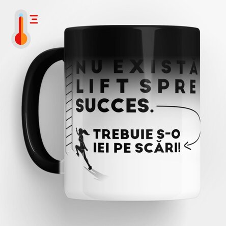 Cană termosensibilă personalizată cu text - Drumul spre succes