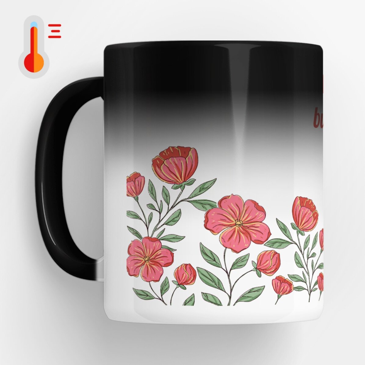 Personalised heat-sensitive mug with text - Floral