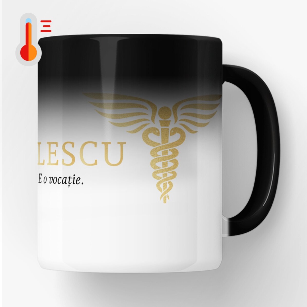 Personalised thermo-sensitive mug with text - Golden Doctor