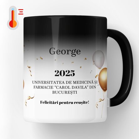 Cană termosensibilă personalizată cu text - His graduation 