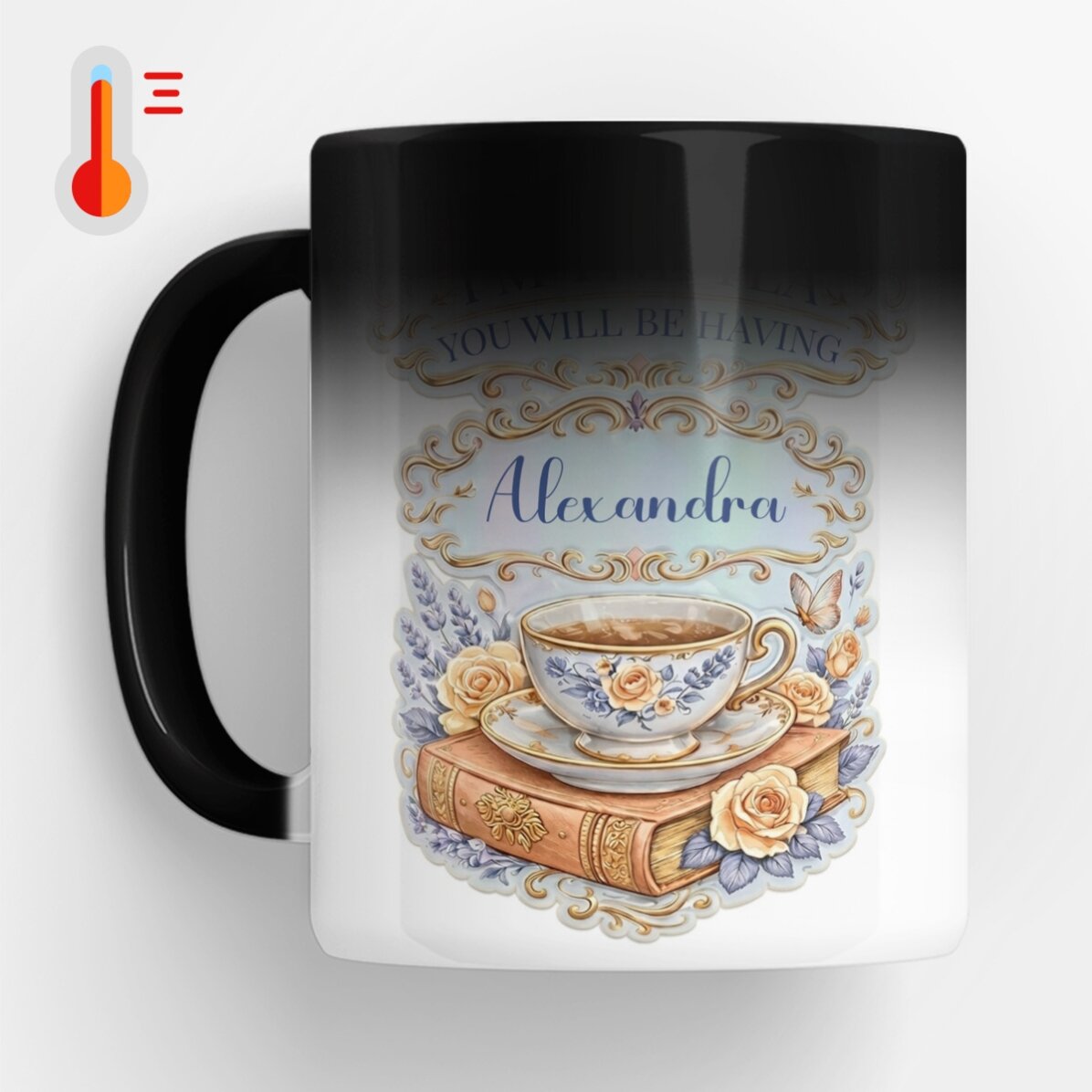 Personalised heat-sensitive mug with text - I