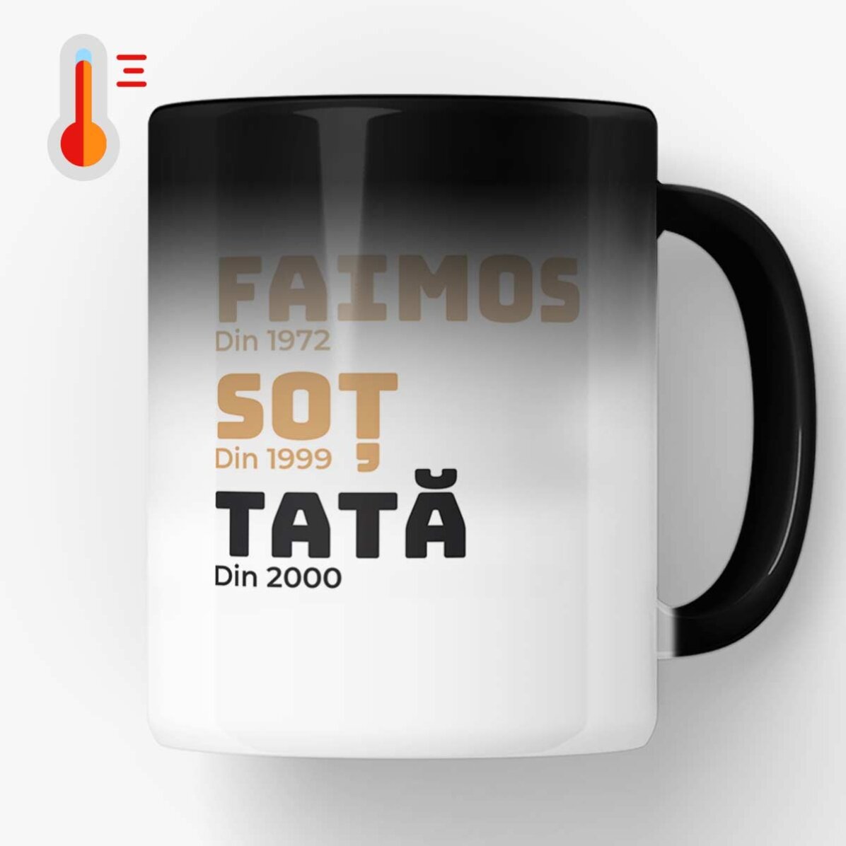 Cană termosensibilă personalizată cu text - Istoria tatălui