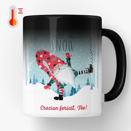 Cană termosensibilă personalizată cu text - Let it snow 