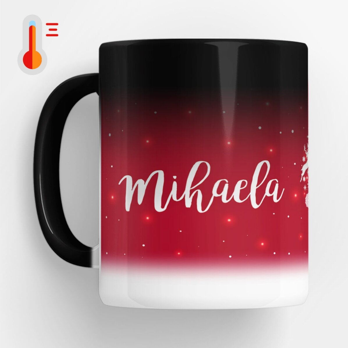 Cană termosensibilă personalizată cu text - Merry and Bright