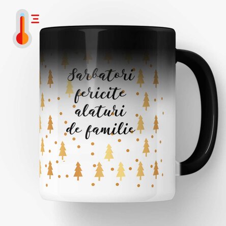 Cană termosensibilă personalizată cu text - model pentru Crăciun