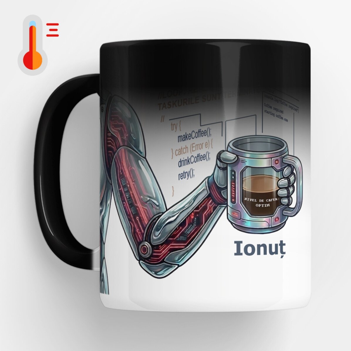 Personalised heat-sensitive mug with text - Programmer