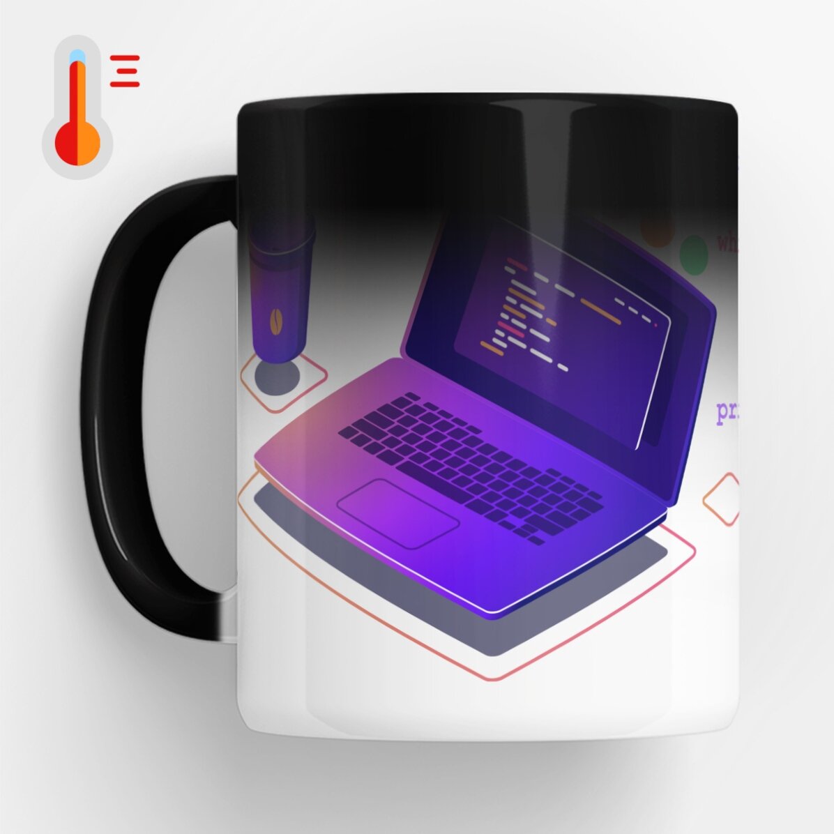 Personalised heat-sensitive mug with text - Programming