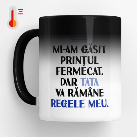 Cană termosensibilă personalizată cu text și poză - Regele meu