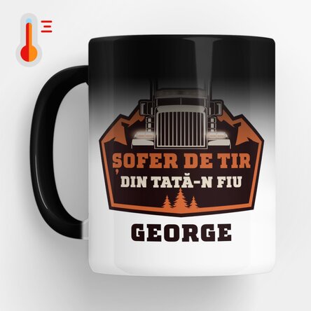 Cană termosensibilă personalizată cu text - Șofer de tir