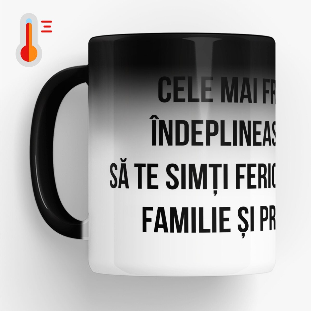 Cană termosensibilă personalizată cu text - Urare