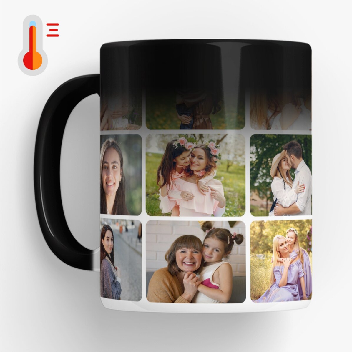 Cană termosensibilă personalizată cu un colaj de 18 poze