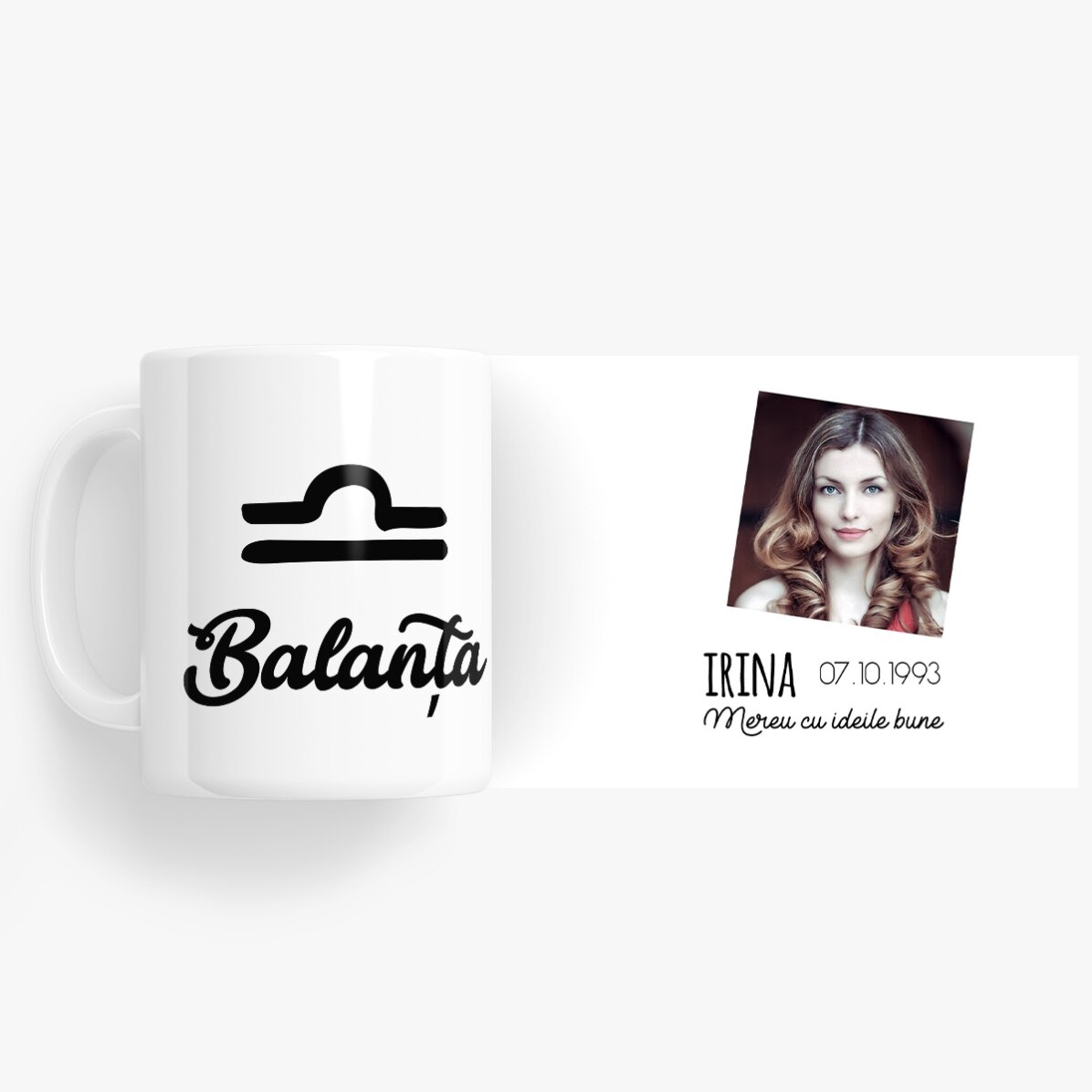 Cană zodiac personalizată cu poză și text - Balanță