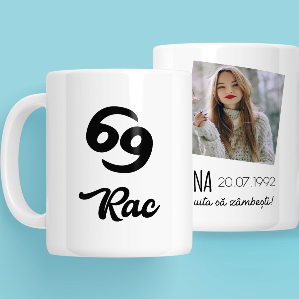 Cană zodiac personalizată cu poză și text - Rac