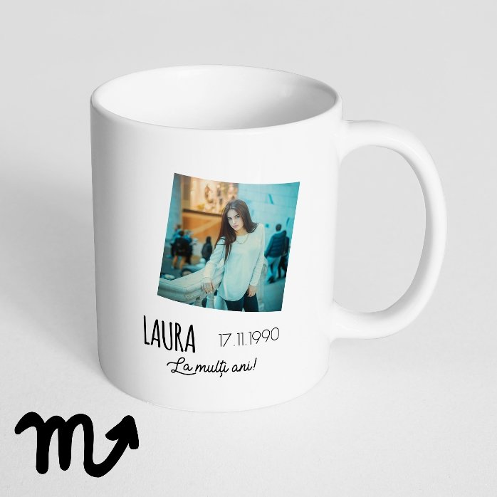 Cană zodiac personalizată cu poză și text - Scorpion