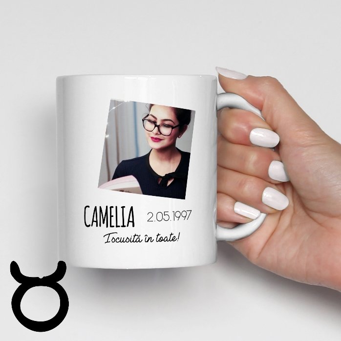 Personalised zodiac mug with photo and text - Taurus