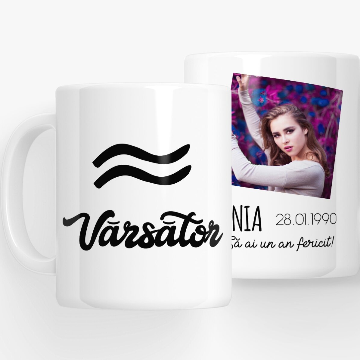 Cană zodiac personalizată cu poză și text - Vărsător