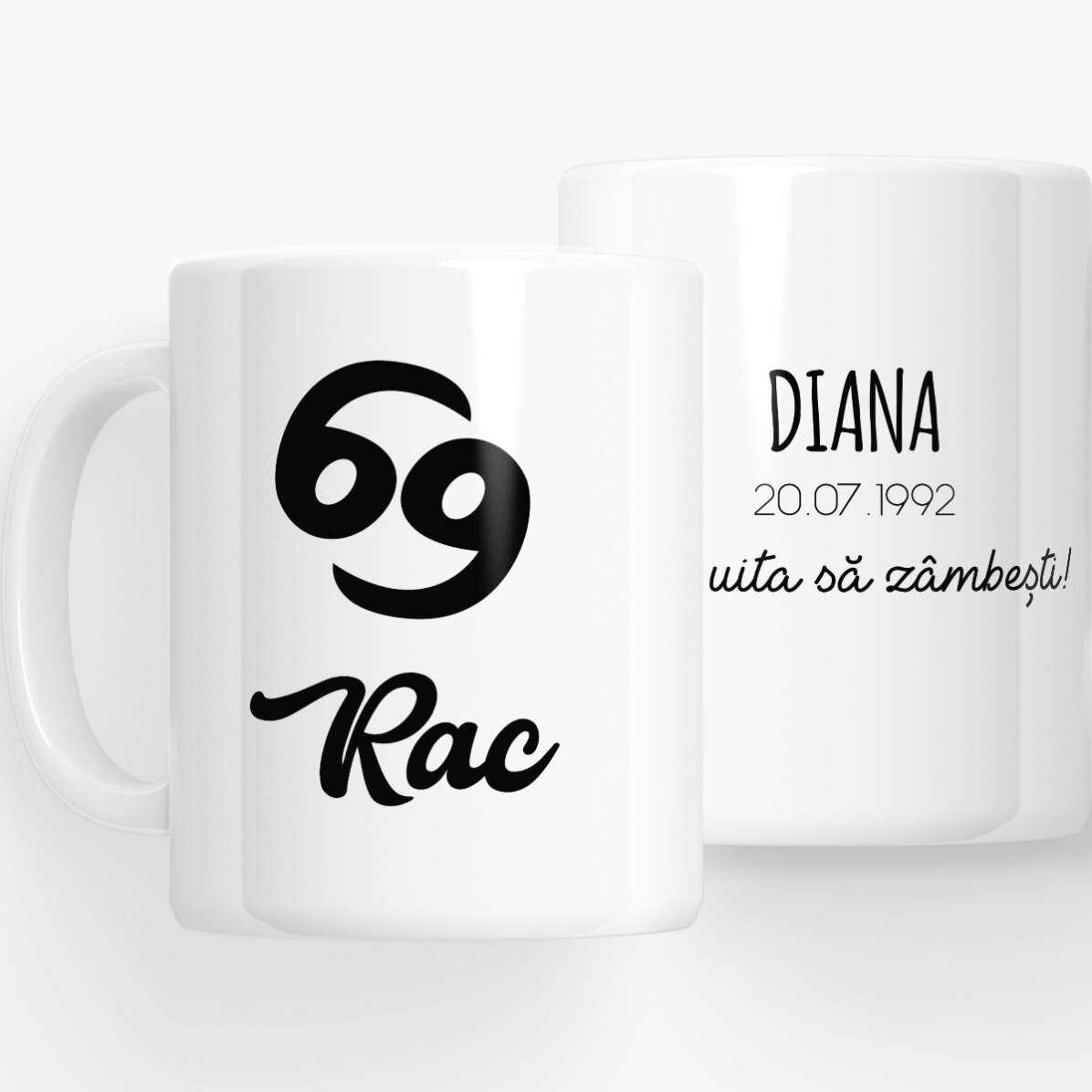 Cană zodiac personalizată cu text - Rac