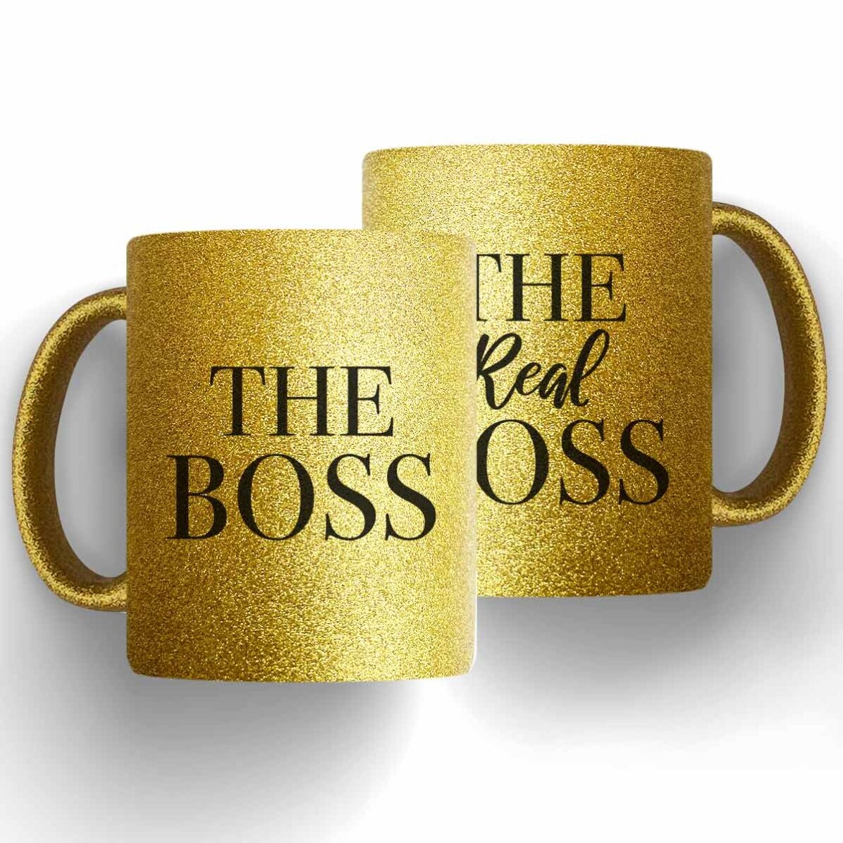 Cani pentru cuplu personalizate cu mesaj - The Boss & The Real Boss