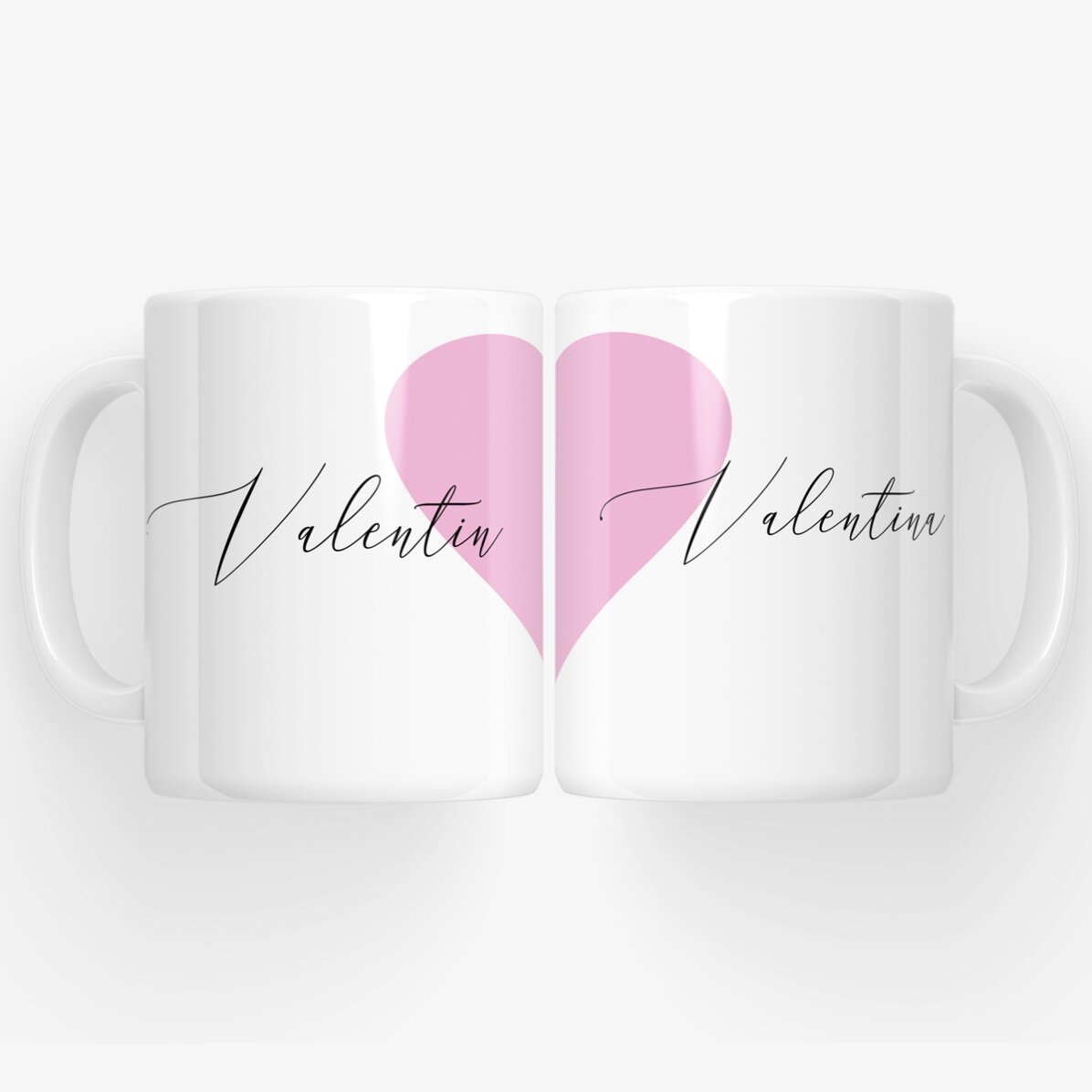 Mugs for couples with text - heart model