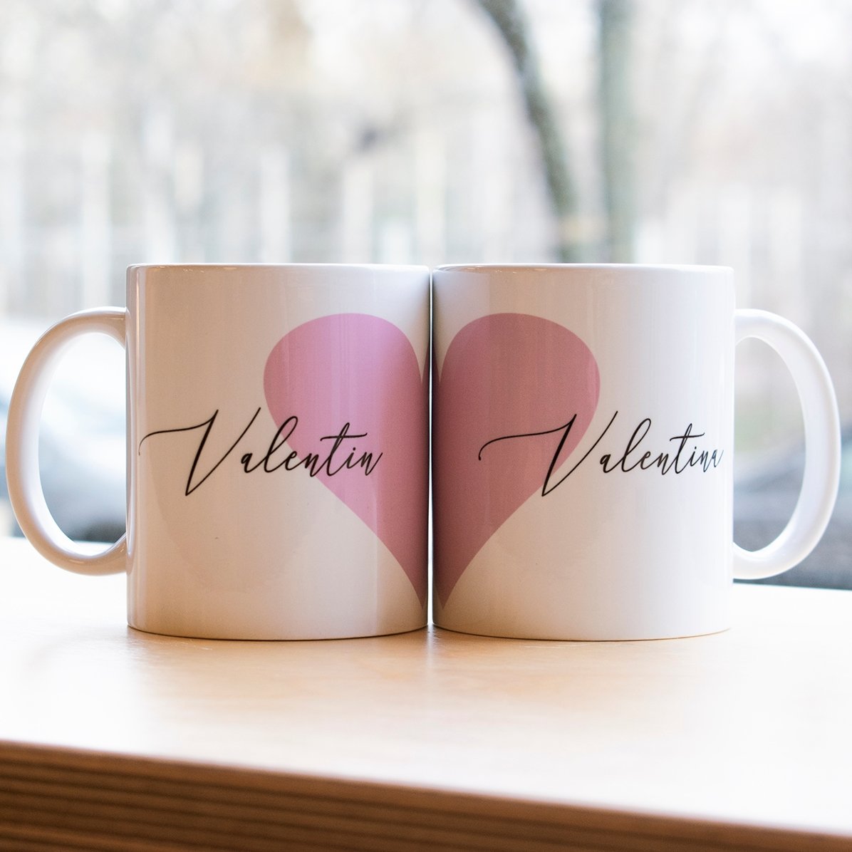 Mugs for couples with text - heart model