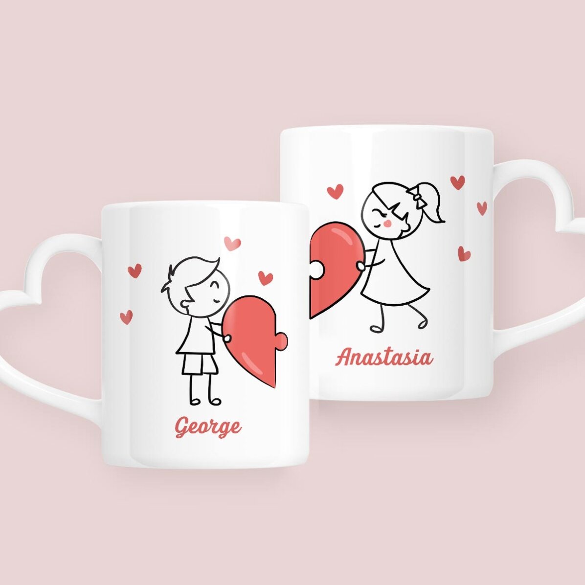 Cani pentru cuplu personalizate cu text  - Love