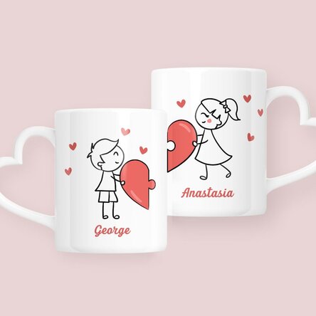 Cani pentru cuplu personalizate cu text  - Love