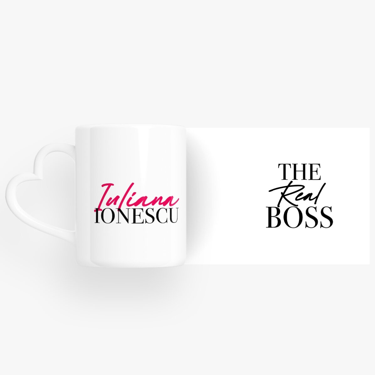 Cani pentru cuplu personalizate cu text  - The Boss & The Real Boss