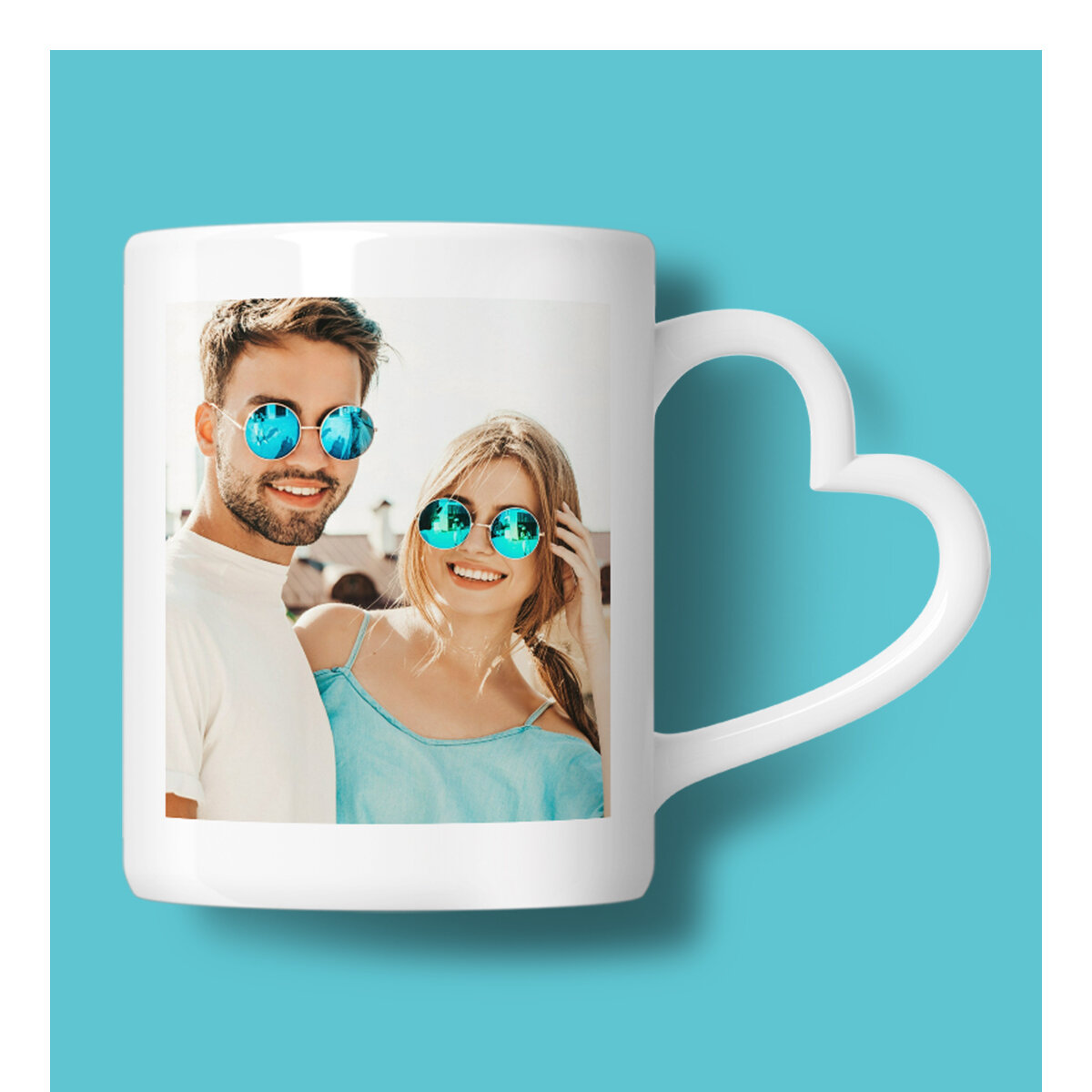 Personalised mugs with heart-shaped handles