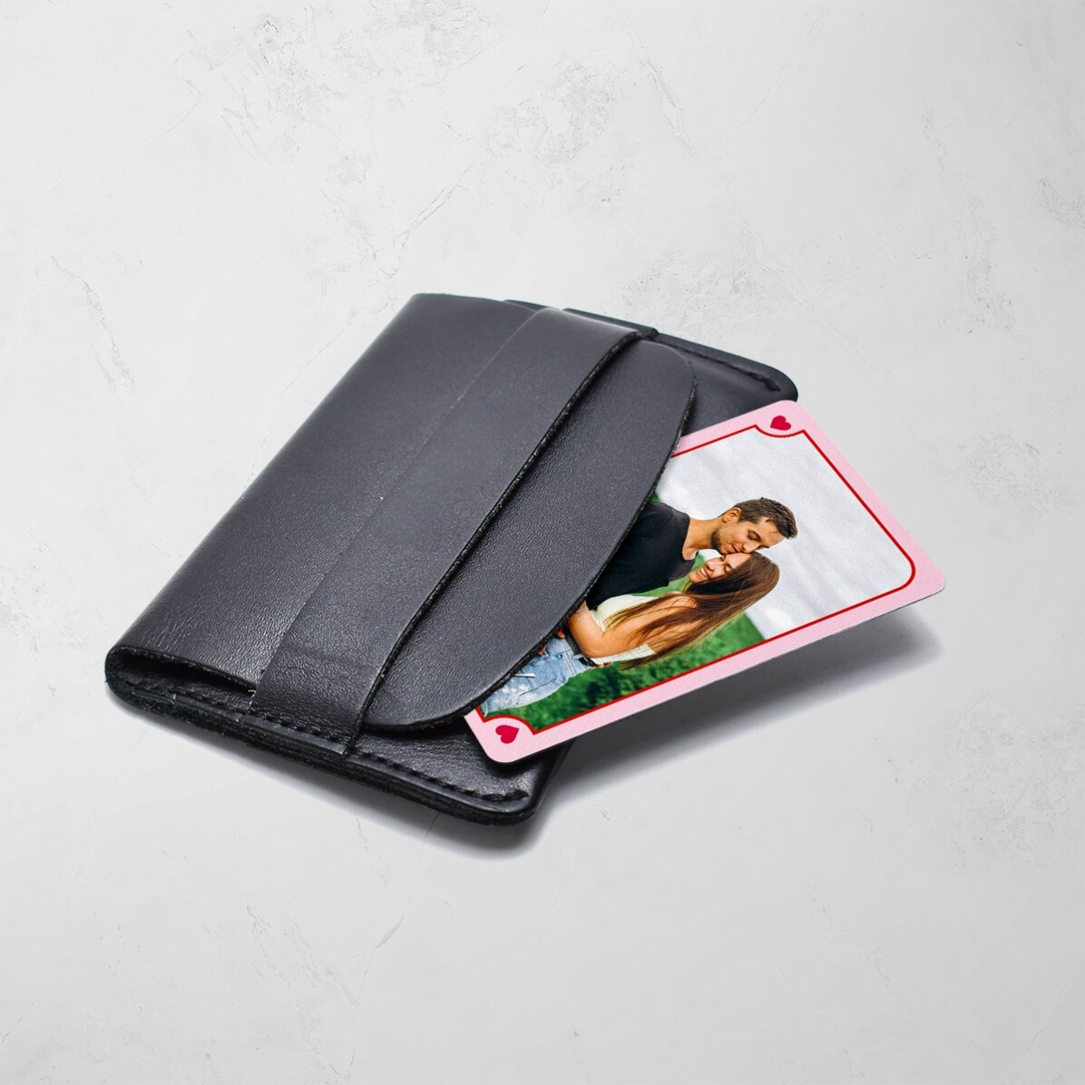 Card aluminiu personalizat față-verso cu 2 poze și text - Love