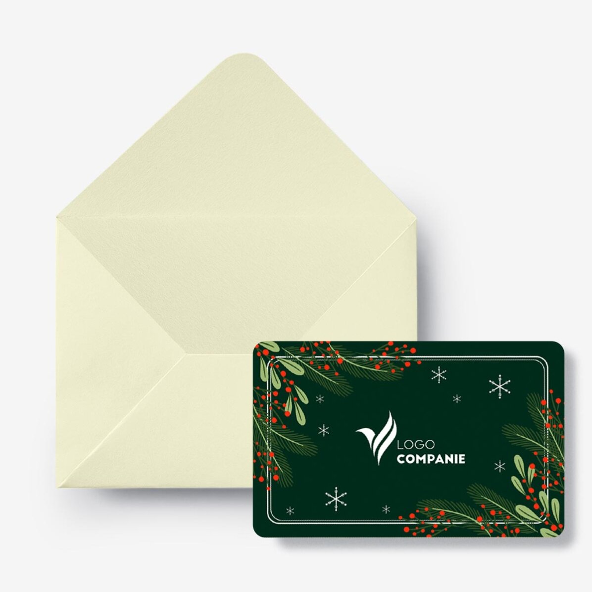 Card aluminiu personalizat față-verso cu logo și mesaj - Sărbători fericite!